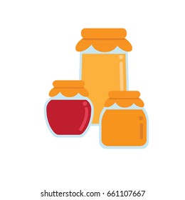 Jars of jelly. Flat design vector illustration.