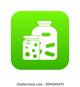 Jars with pickled vegetables and jam icon digital green for any design isolated on white vector illustration
