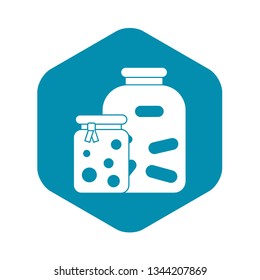 Jars with pickled vegetables and jam icon in simple style isolated vector illustration