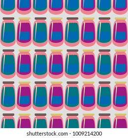 Jars with rustic home canning new seamless pattern for background.