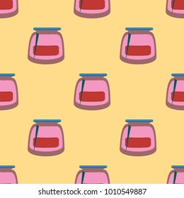 Jars with rustic home canning new seamless pattern for background.