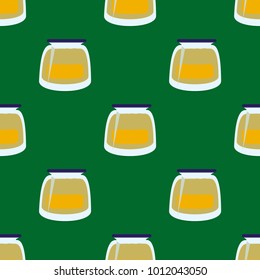 Jars with rustic home canning new seamless pattern for background.