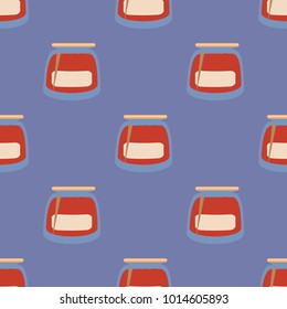 Jars with rustic home canning new seamless pattern for background.