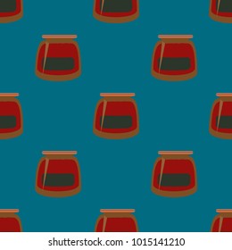 Jars with rustic home canning new seamless pattern for background.