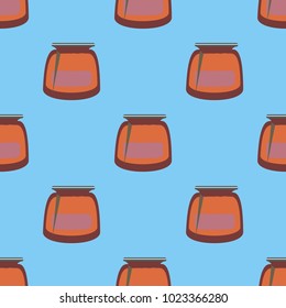 Jars with rustic home canning new seamless pattern for background.