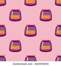 Jars with rustic home canning new seamless pattern for background.