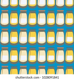 Jars with rustic home canning new seamless pattern for background.