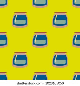 Jars with rustic home canning new seamless pattern for background.