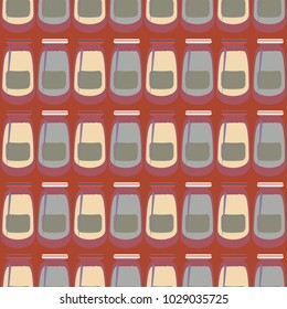 Jars with rustic home canning new seamless pattern for background.