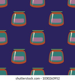 Jars with rustic home canning new seamless pattern for background.