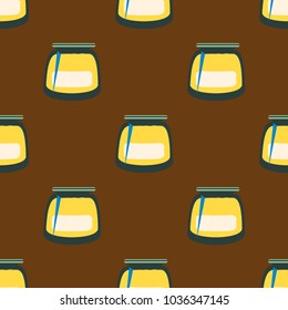 Jars with rustic home canning new seamless pattern for background.