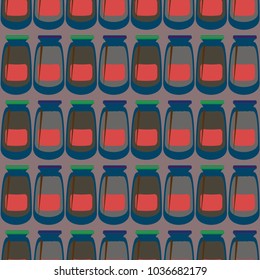 Jars with rustic home canning new seamless pattern for background.