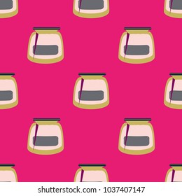 Jars with rustic home canning new seamless pattern for background.