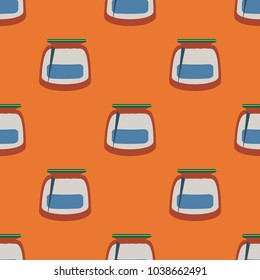 Jars with rustic home canning new seamless pattern for background.