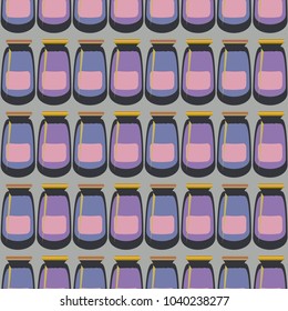 Jars with rustic home canning new seamless pattern for background.
