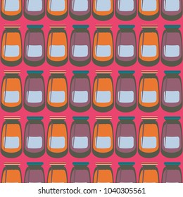 Jars with rustic home canning new seamless pattern for background.
