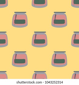 Jars with rustic home canning new seamless pattern for background.