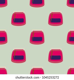 Jars with rustic home canning new seamless pattern for background.