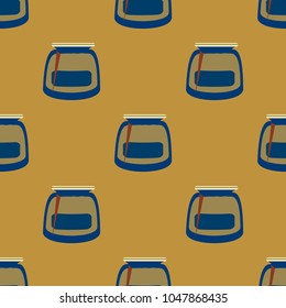 Jars with rustic home canning new seamless pattern for background.