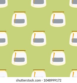 Jars with rustic home canning new seamless pattern for background.