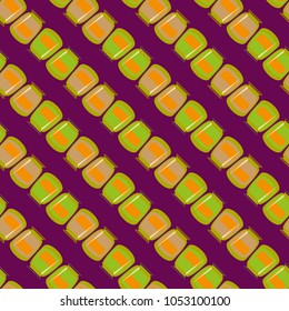Jars with rustic home canning new seamless pattern for background.