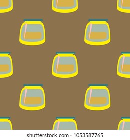 Jars with rustic home canning new seamless pattern for background.