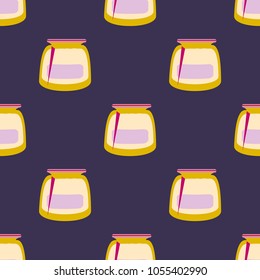 Jars with rustic home canning new seamless pattern for background.