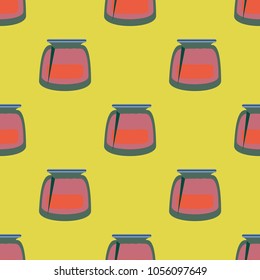 Jars with rustic home canning new seamless pattern for background.