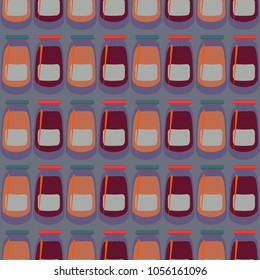 Jars with rustic home canning new seamless pattern for background.