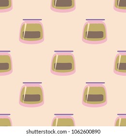 Jars with rustic home canning new seamless pattern for background.