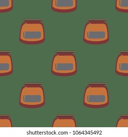 Jars with rustic home canning new seamless pattern for background.