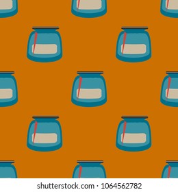 Jars with rustic home canning new seamless pattern for background.