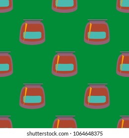 Jars with rustic home canning new seamless pattern for background.