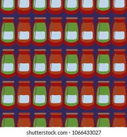 Jars with rustic home canning new seamless pattern for background.