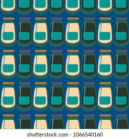 Jars with rustic home canning new seamless pattern for background.