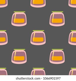 Jars with rustic home canning new seamless pattern for background.