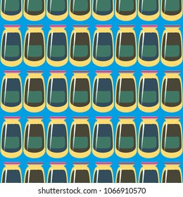 Jars with rustic home canning new seamless pattern for background.