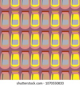 Jars with rustic home canning new seamless pattern for background.