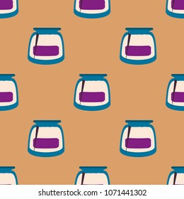 Jars with rustic home canning new seamless pattern for background.