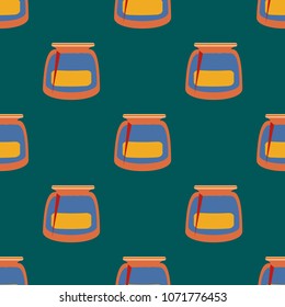 Jars with rustic home canning new seamless pattern for background.