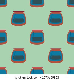 Jars with rustic home canning new seamless pattern for background.