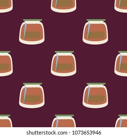 Jars with rustic home canning new seamless pattern for background.