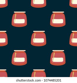 Jars with rustic home canning new seamless pattern for background.