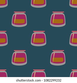 Jars with rustic home canning new seamless pattern for background.