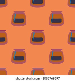 Jars with rustic home canning new seamless pattern for background.