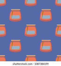 Jars with rustic home canning new seamless pattern for background.