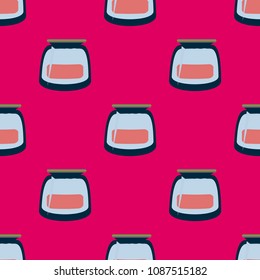 Jars with rustic home canning new seamless pattern for background.