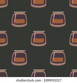 Jars with rustic home canning new seamless pattern for background.