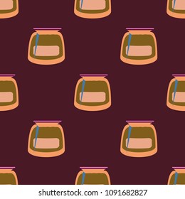 Jars with rustic home canning new seamless pattern for background.