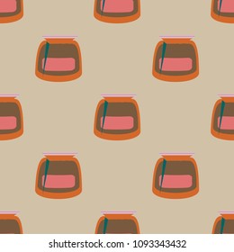 Jars with rustic home canning new seamless pattern for background.